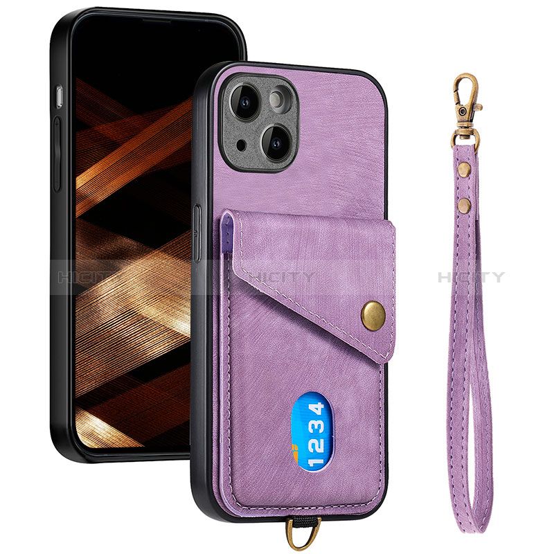 Custodia Silicone Ultra Sottile Morbida Cover con Magnetico S09D per Apple iPhone 14 Viola