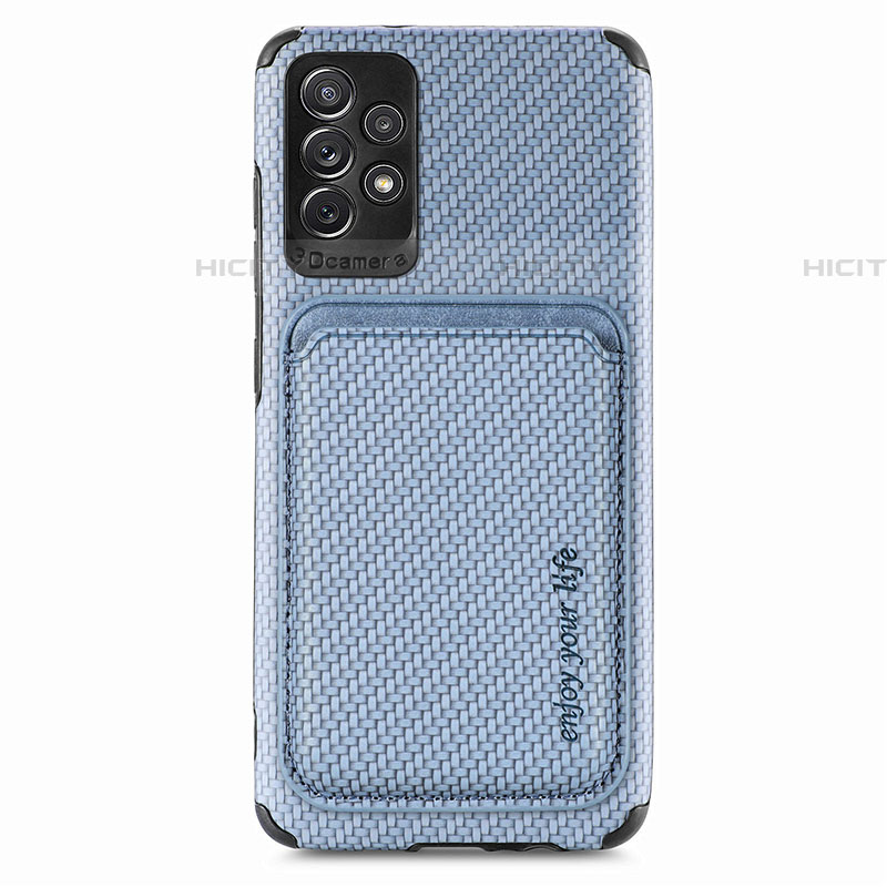 Custodia Silicone Ultra Sottile Morbida Cover con Magnetico S09D per Samsung Galaxy A52 4G Blu