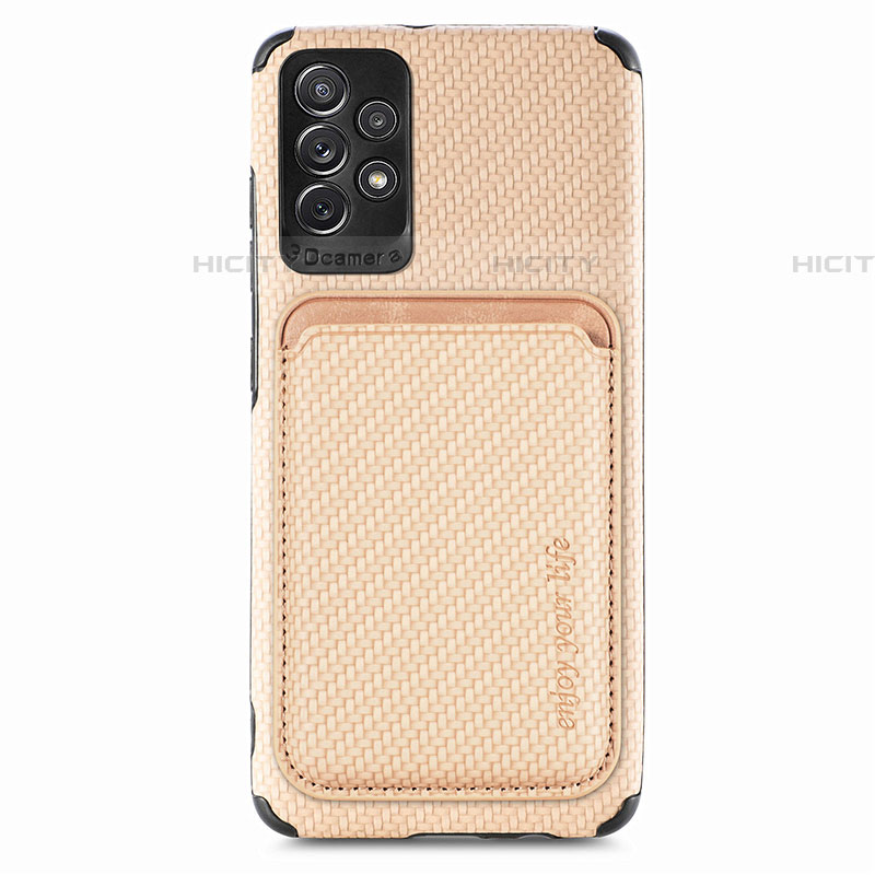 Custodia Silicone Ultra Sottile Morbida Cover con Magnetico S09D per Samsung Galaxy A52 5G Oro