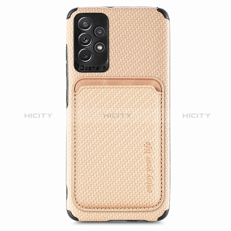 Custodia Silicone Ultra Sottile Morbida Cover con Magnetico S09D per Samsung Galaxy A52s 5G Oro
