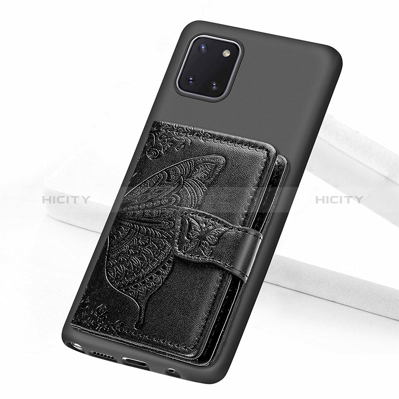 Custodia Silicone Ultra Sottile Morbida Cover con Magnetico S09D per Samsung Galaxy A81 Nero