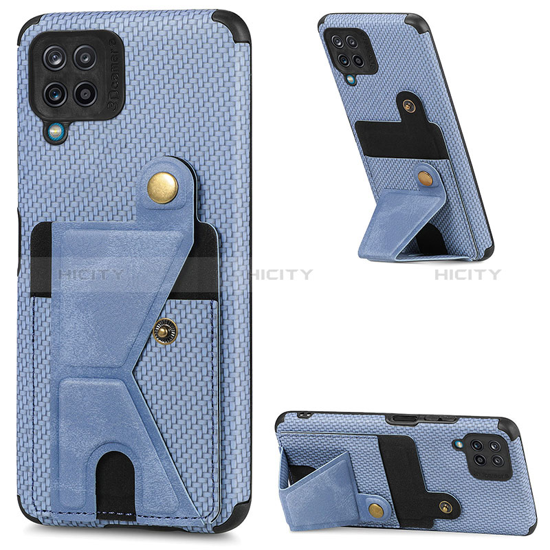 Custodia Silicone Ultra Sottile Morbida Cover con Magnetico S09D per Samsung Galaxy F12 Blu