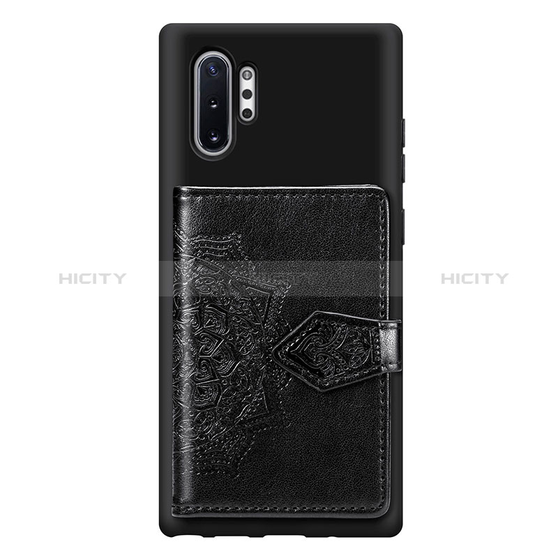 Custodia Silicone Ultra Sottile Morbida Cover con Magnetico S09D per Samsung Galaxy Note 10 Plus 5G Nero