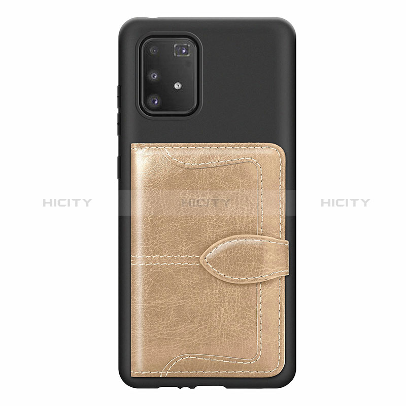 Custodia Silicone Ultra Sottile Morbida Cover con Magnetico S11D per Samsung Galaxy A91 Oro