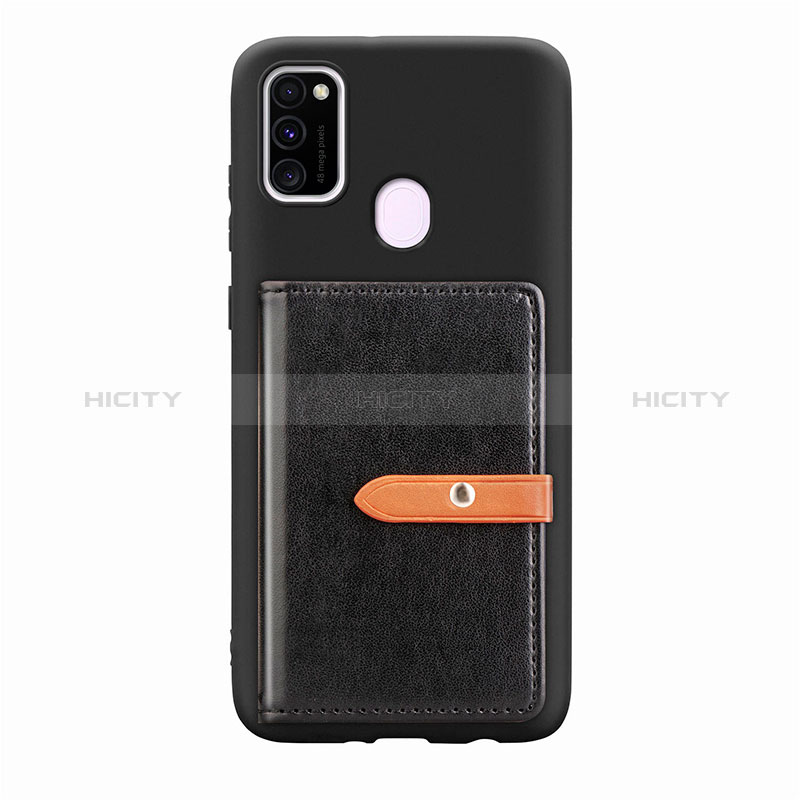 Custodia Silicone Ultra Sottile Morbida Cover con Magnetico S11D per Samsung Galaxy M21 Nero