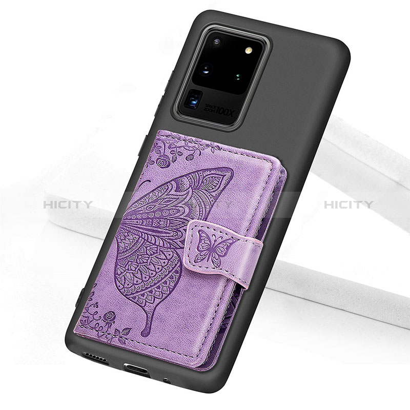 Custodia Silicone Ultra Sottile Morbida Cover con Magnetico S11D per Samsung Galaxy S20 Ultra Viola