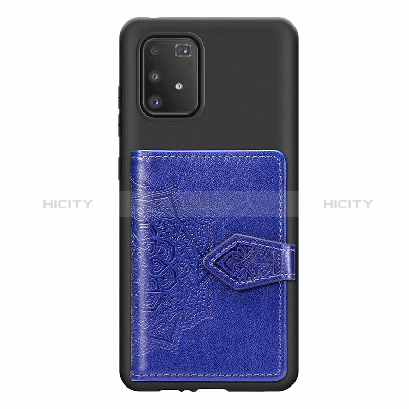 Custodia Silicone Ultra Sottile Morbida Cover con Magnetico S12D per Samsung Galaxy A91 Blu