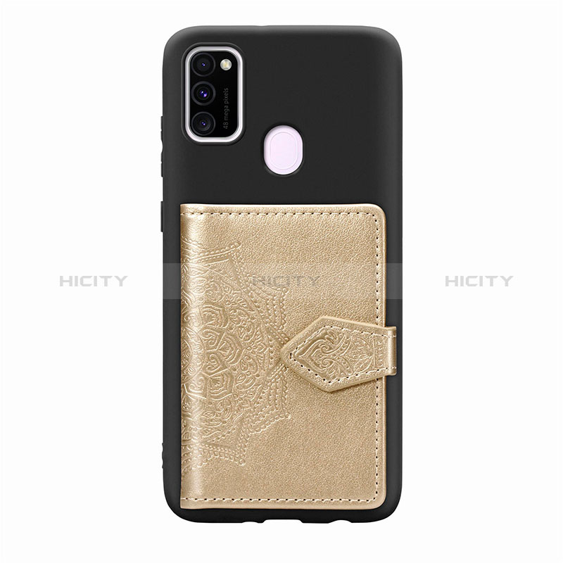 Custodia Silicone Ultra Sottile Morbida Cover con Magnetico S13D per Samsung Galaxy M21 Oro