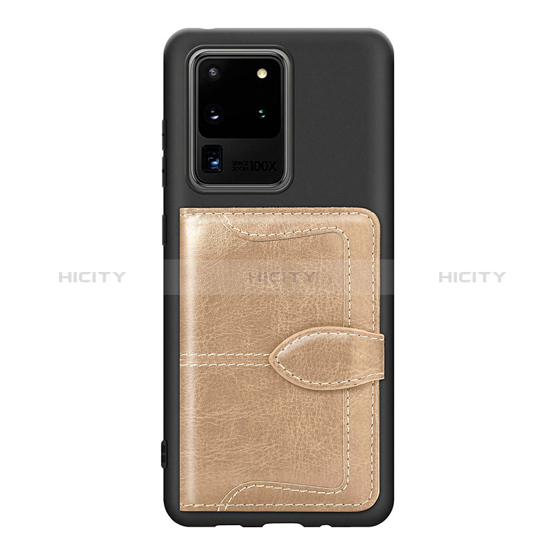 Custodia Silicone Ultra Sottile Morbida Cover con Magnetico S14D per Samsung Galaxy S20 Ultra 5G Oro