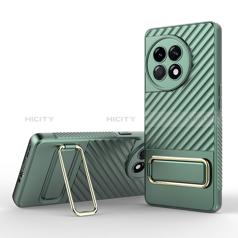 Custodia Silicone Ultra Sottile Morbida Cover con Supporto KC1 per OnePlus 11R 5G Verde