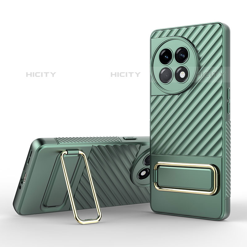 Custodia Silicone Ultra Sottile Morbida Cover con Supporto KC1 per OnePlus Ace 2 Pro 5G Verde