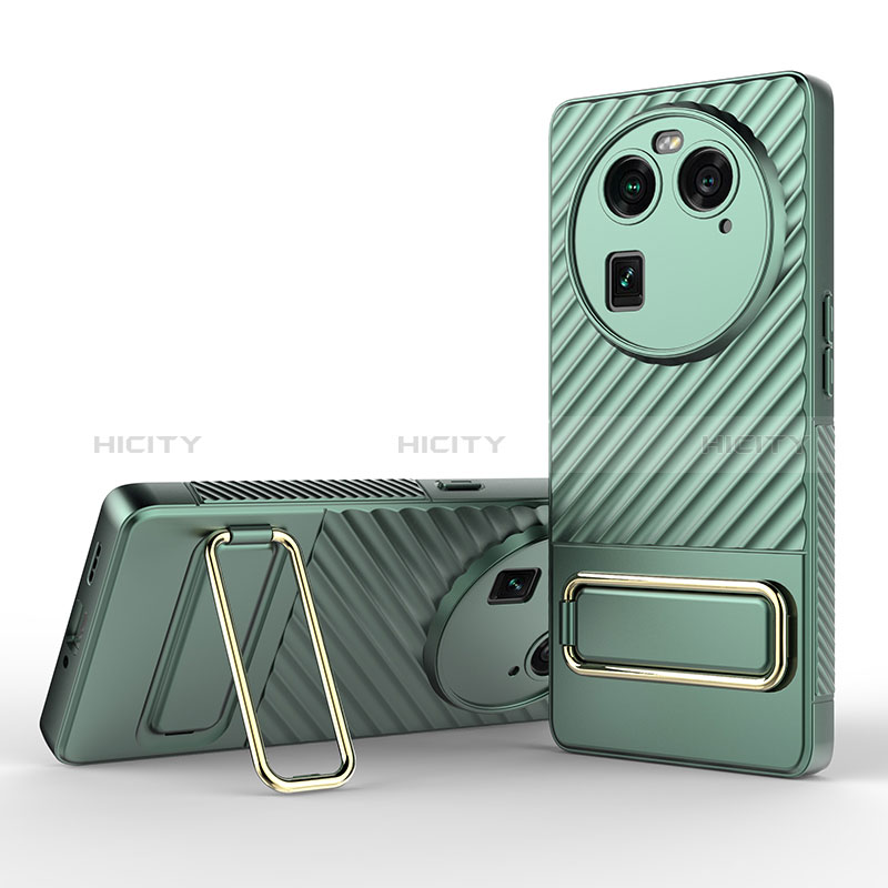 Custodia Silicone Ultra Sottile Morbida Cover con Supporto KC1 per Oppo Find X6 5G Verde