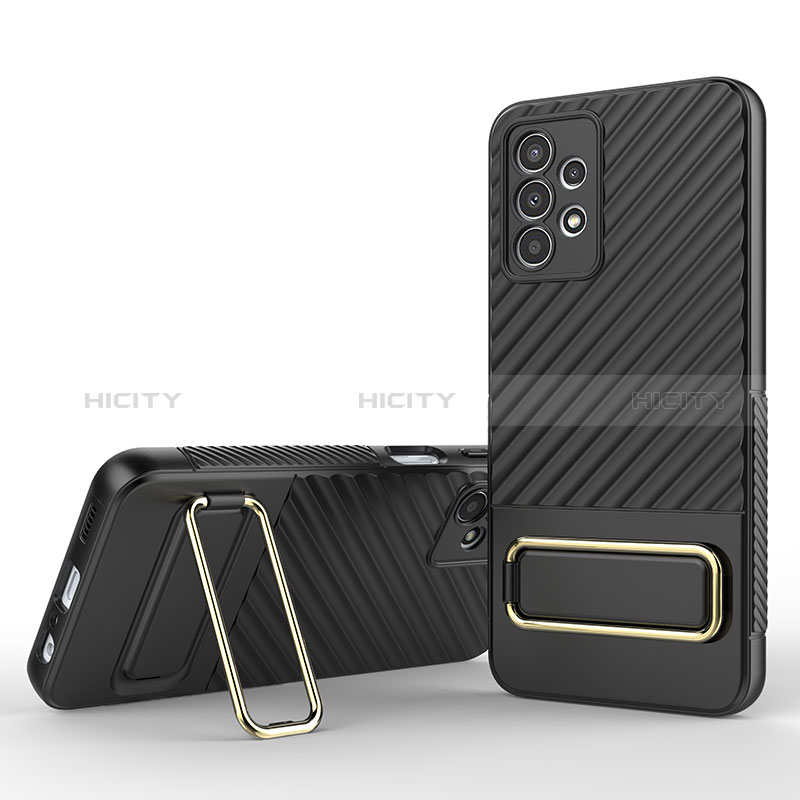 Custodia Silicone Ultra Sottile Morbida Cover con Supporto KC1 per Samsung Galaxy A13 4G Nero