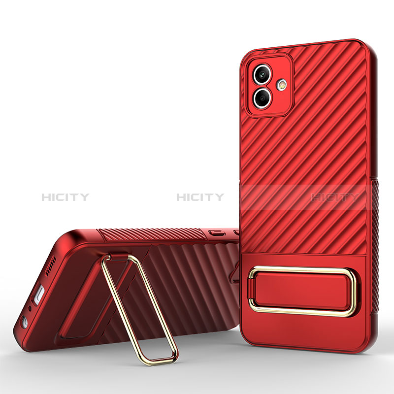 Custodia Silicone Ultra Sottile Morbida Cover con Supporto KC1 per Samsung Galaxy F04 Rosso