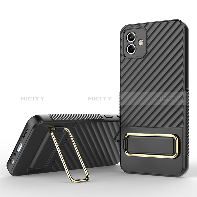 Custodia Silicone Ultra Sottile Morbida Cover con Supporto KC1 per Samsung Galaxy M04 Nero