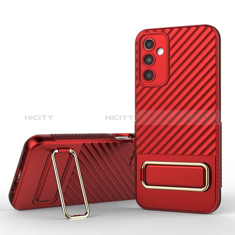 Custodia Silicone Ultra Sottile Morbida Cover con Supporto KC1 per Samsung Galaxy M44 5G Rosso