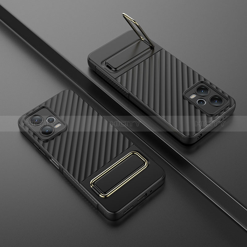 Custodia Silicone Ultra Sottile Morbida Cover con Supporto KC1 per Xiaomi Poco X5 5G Nero