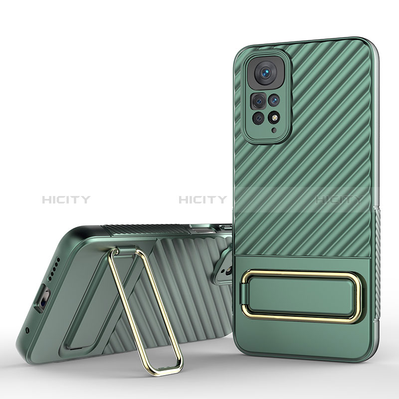 Custodia Silicone Ultra Sottile Morbida Cover con Supporto KC1 per Xiaomi Redmi Note 11 4G (2022) Verde