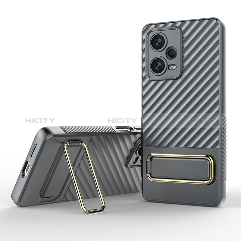 Custodia Silicone Ultra Sottile Morbida Cover con Supporto KC1 per Xiaomi Redmi Note 12 Explorer Grigio