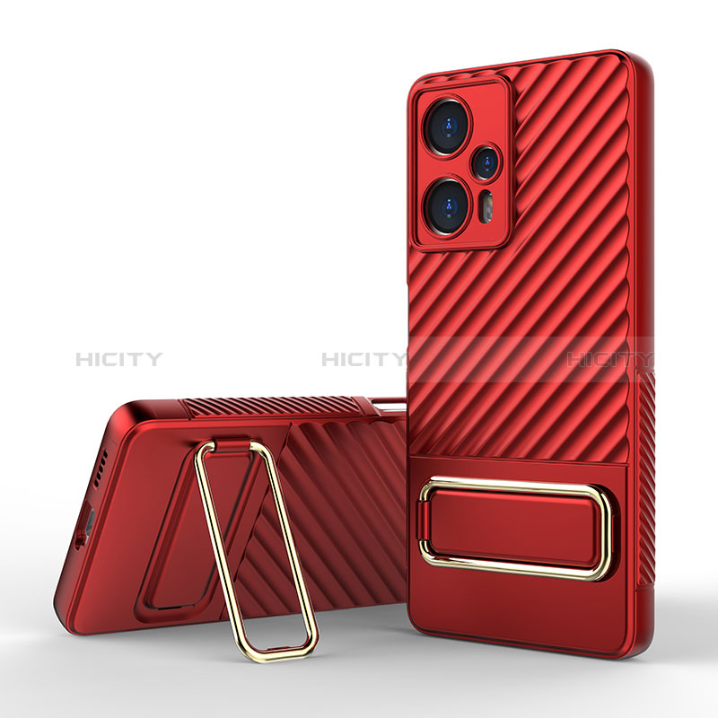 Custodia Silicone Ultra Sottile Morbida Cover con Supporto KC1 per Xiaomi Redmi Note 12 Turbo 5G Rosso