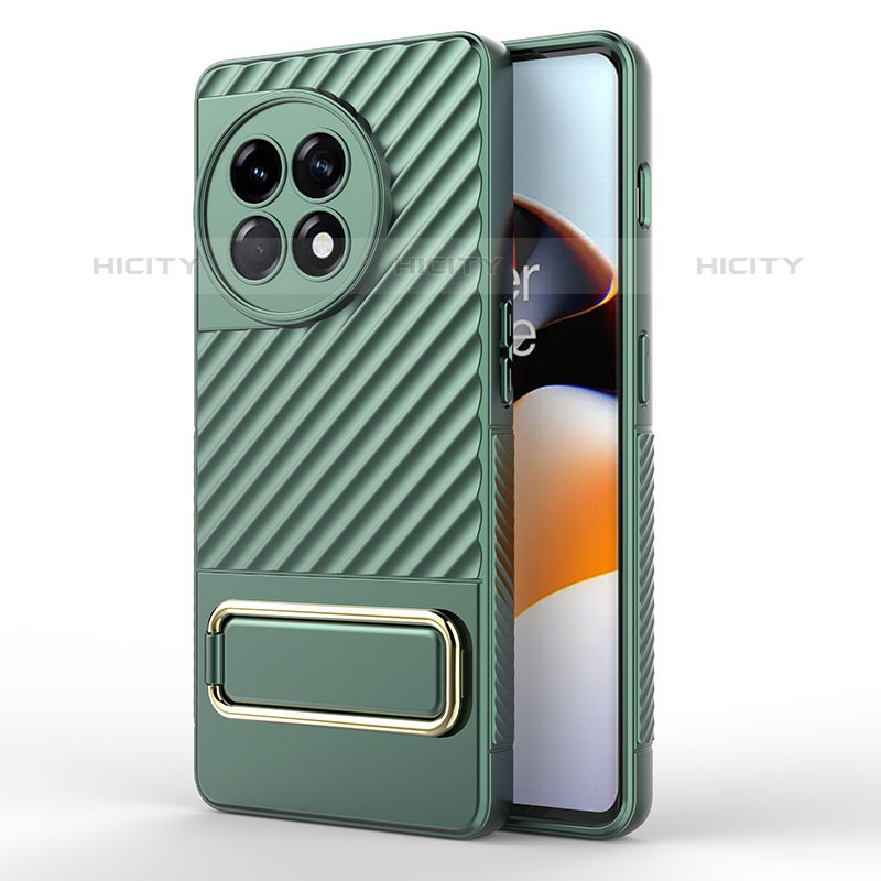 Custodia Silicone Ultra Sottile Morbida Cover con Supporto KC2 per OnePlus Ace 2 Pro 5G Verde