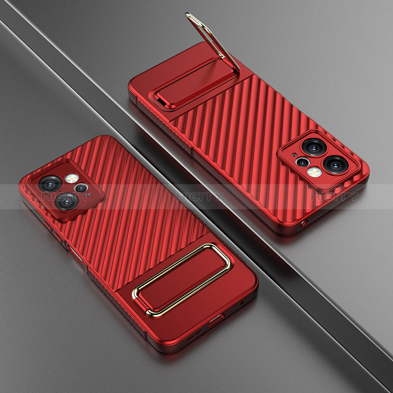 Custodia Silicone Ultra Sottile Morbida Cover con Supporto KC2 per Xiaomi Redmi Note 12 4G Rosso