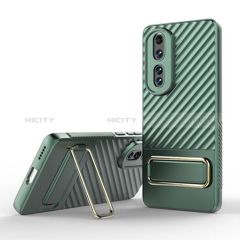 Custodia Silicone Ultra Sottile Morbida Cover con Supporto KC3 per Huawei Honor 80 Pro 5G Verde