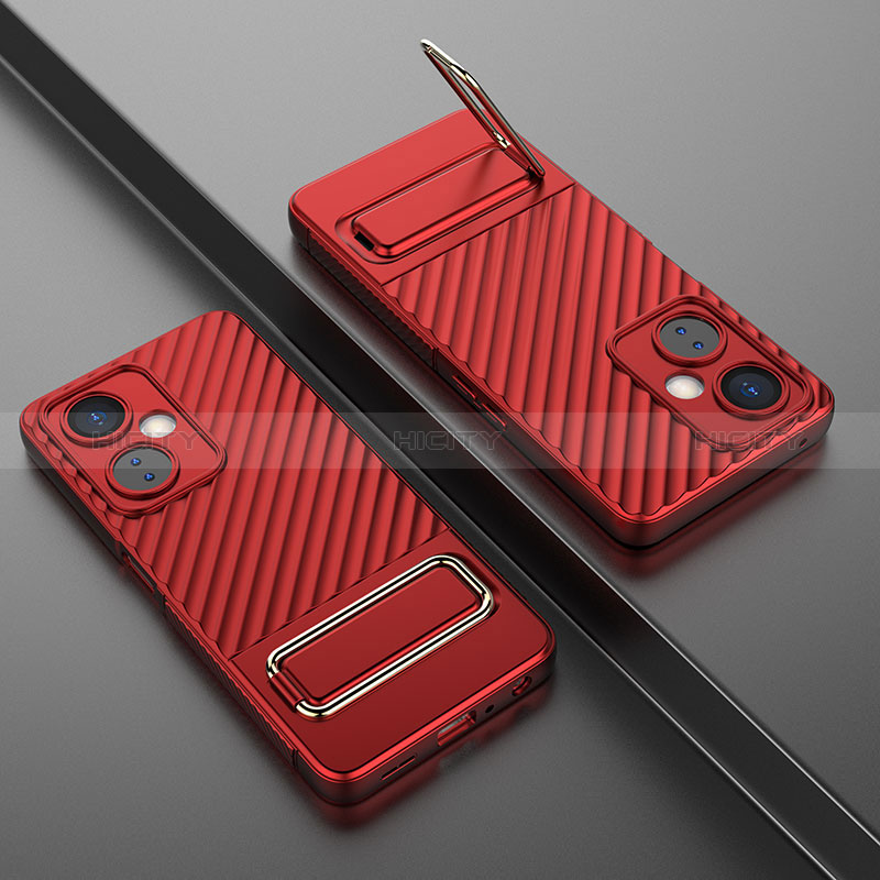 Custodia Silicone Ultra Sottile Morbida Cover con Supporto KC3 per OnePlus Nord CE 3 Lite 5G Rosso