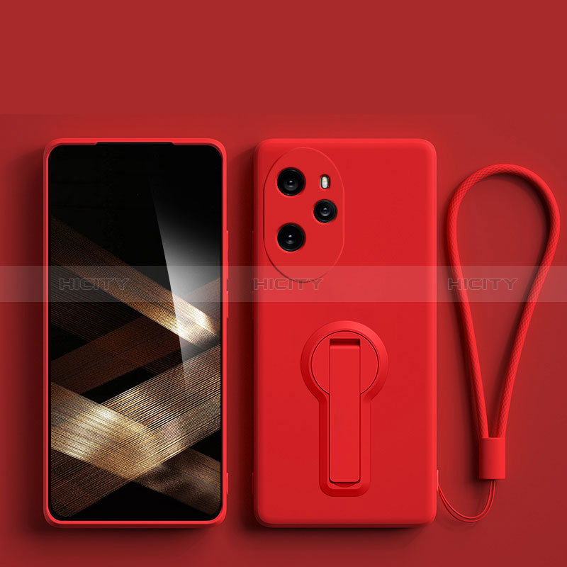 Custodia Silicone Ultra Sottile Morbida Cover con Supporto per Huawei Honor 100 Pro 5G Rosso