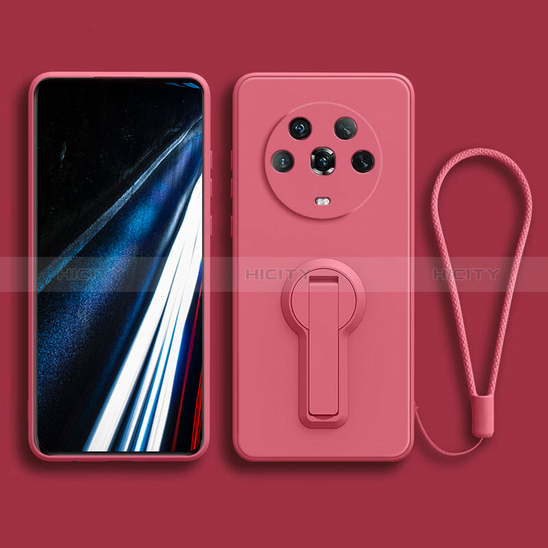 Custodia Silicone Ultra Sottile Morbida Cover con Supporto per Huawei Honor Magic4 5G Rosa Caldo