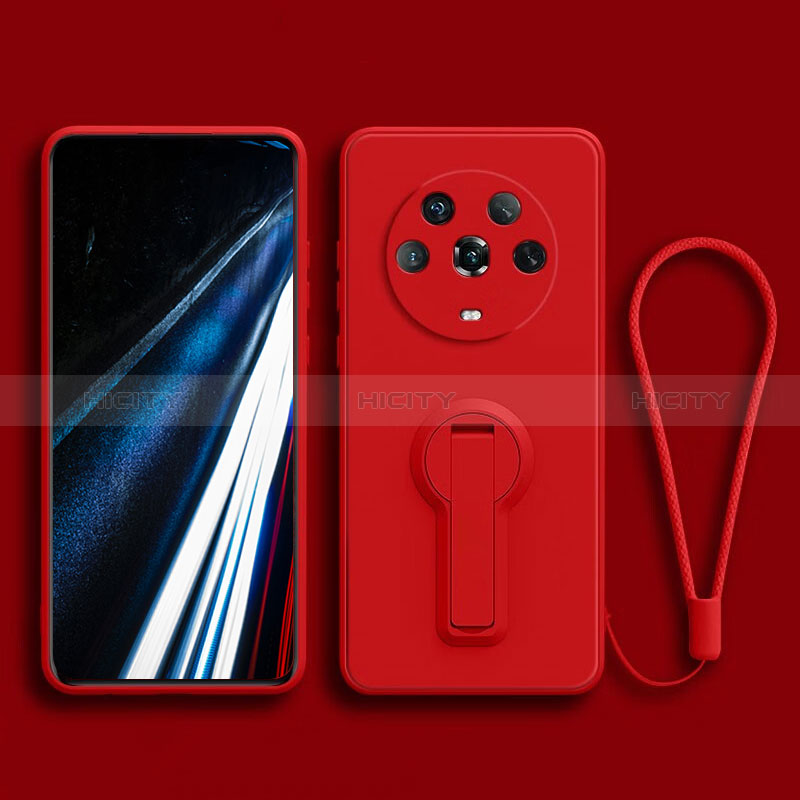 Custodia Silicone Ultra Sottile Morbida Cover con Supporto per Huawei Honor Magic4 5G Rosso