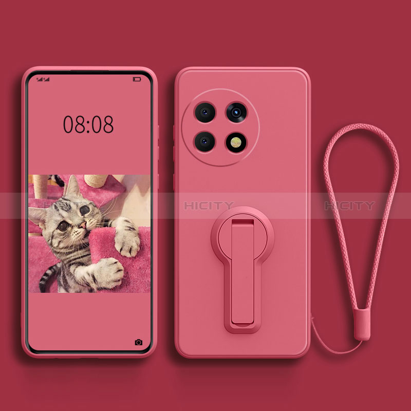 Custodia Silicone Ultra Sottile Morbida Cover con Supporto per OnePlus Ace 2 5G Rosa Caldo