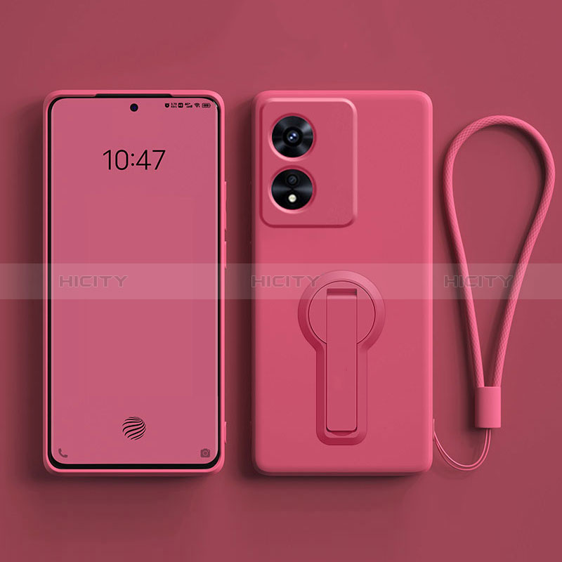 Custodia Silicone Ultra Sottile Morbida Cover con Supporto per Oppo A1 5G Rosa Caldo