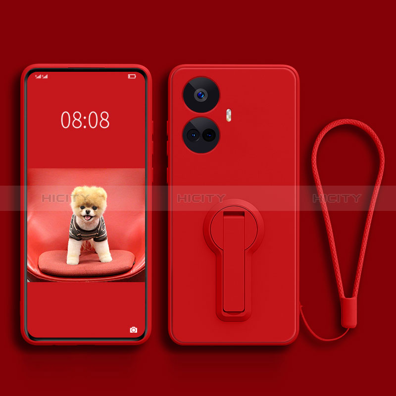 Custodia Silicone Ultra Sottile Morbida Cover con Supporto per Realme 10 Pro+ Plus 5G Rosso