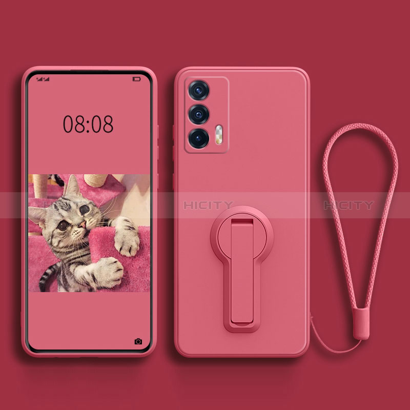 Custodia Silicone Ultra Sottile Morbida Cover con Supporto per Realme GT 5G Rosa Caldo