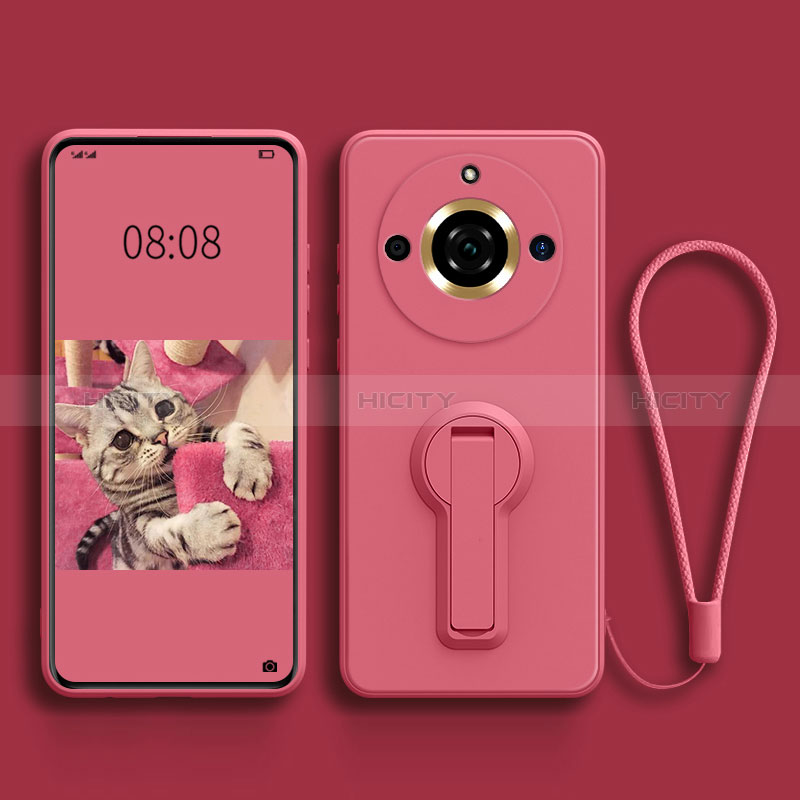 Custodia Silicone Ultra Sottile Morbida Cover con Supporto per Realme Narzo 60 Pro 5G Rosa Caldo