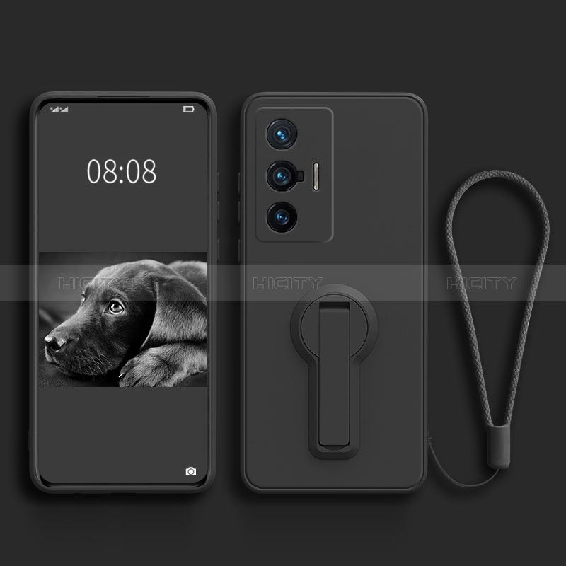 Custodia Silicone Ultra Sottile Morbida Cover con Supporto per Vivo X70t Nero