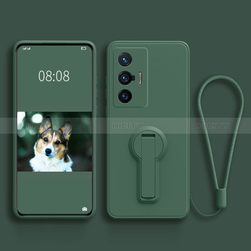 Custodia Silicone Ultra Sottile Morbida Cover con Supporto per Vivo X70t Verde Notte