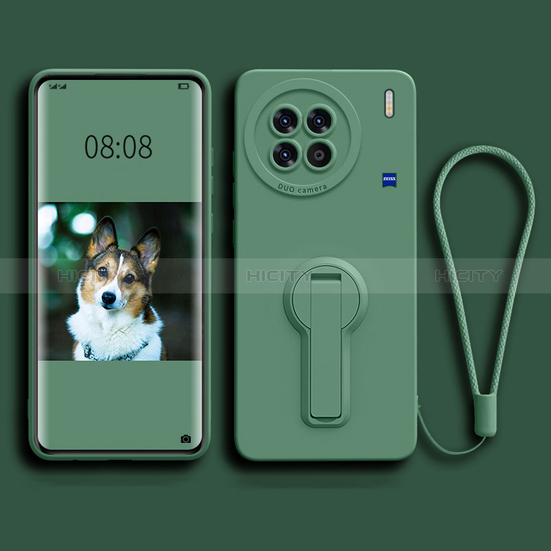 Custodia Silicone Ultra Sottile Morbida Cover con Supporto per Vivo X90 5G Verde Notte