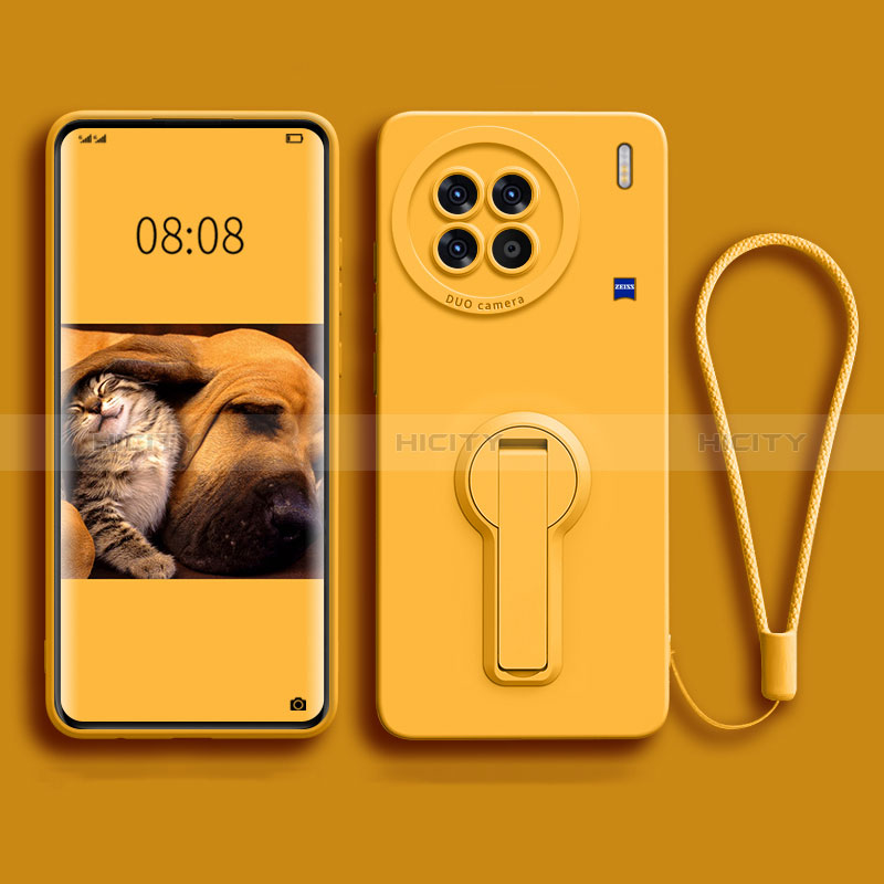 Custodia Silicone Ultra Sottile Morbida Cover con Supporto per Vivo X90 Pro+ Plus 5G Giallo