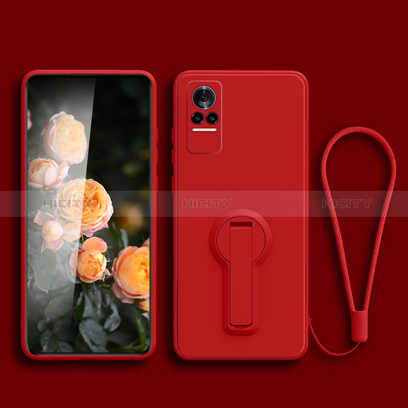 Custodia Silicone Ultra Sottile Morbida Cover con Supporto per Xiaomi Civi 1S 5G Rosso