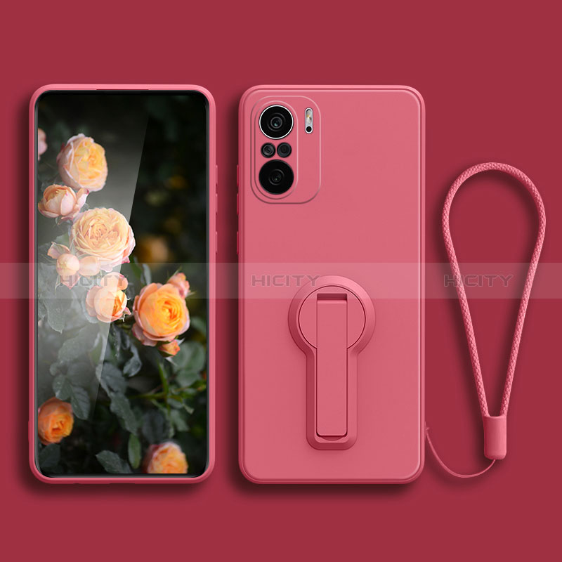 Custodia Silicone Ultra Sottile Morbida Cover con Supporto per Xiaomi Mi 11i 5G Rosa Caldo