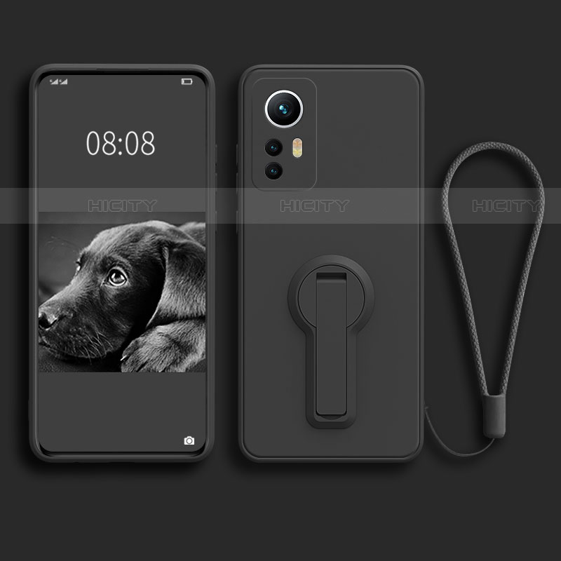 Custodia Silicone Ultra Sottile Morbida Cover con Supporto per Xiaomi Mi 12X 5G Nero