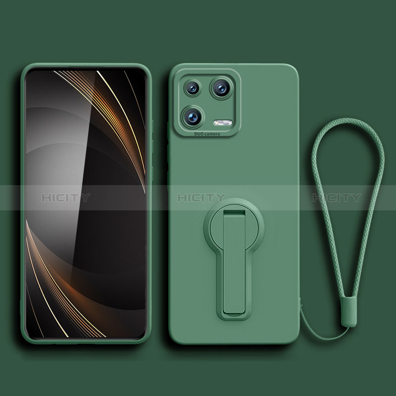 Custodia Silicone Ultra Sottile Morbida Cover con Supporto per Xiaomi Mi 13 Pro 5G Verde Notte