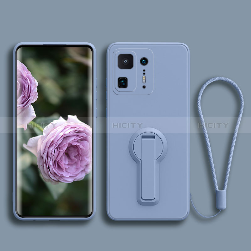 Custodia Silicone Ultra Sottile Morbida Cover con Supporto per Xiaomi Mi Mix 4 5G Grigio Lavanda