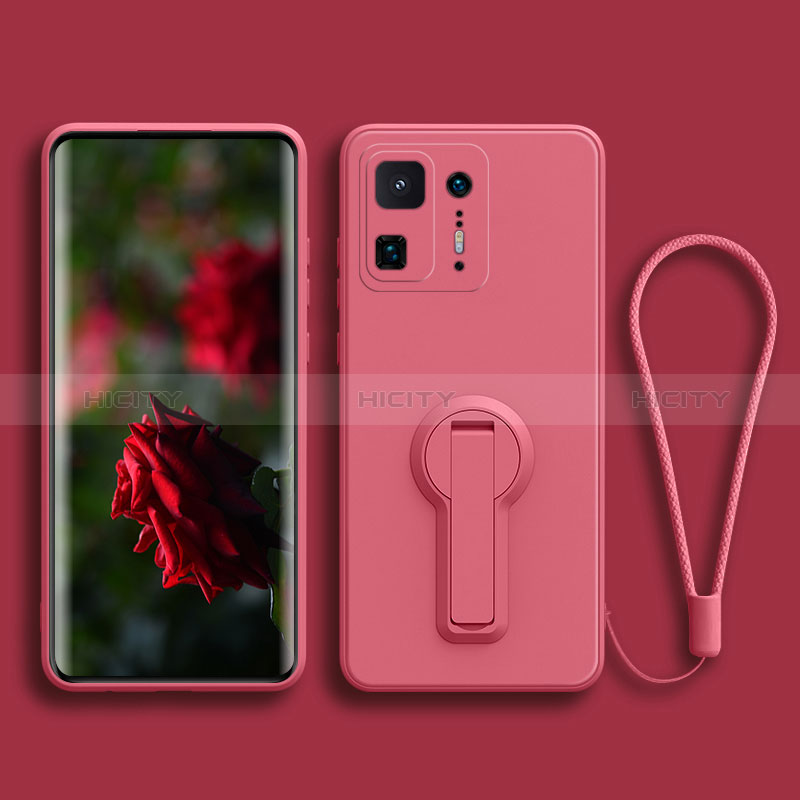 Custodia Silicone Ultra Sottile Morbida Cover con Supporto per Xiaomi Mi Mix 4 5G Rosa Caldo