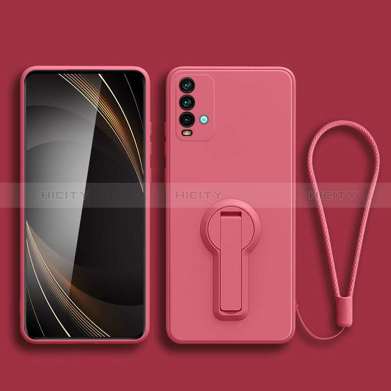 Custodia Silicone Ultra Sottile Morbida Cover con Supporto per Xiaomi Redmi 9 Power Rosa Caldo