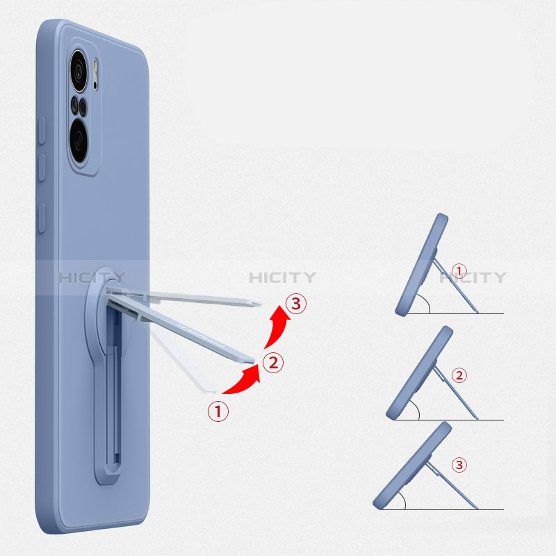 Custodia Silicone Ultra Sottile Morbida Cover con Supporto per Xiaomi Redmi K40 Pro+ Plus 5G