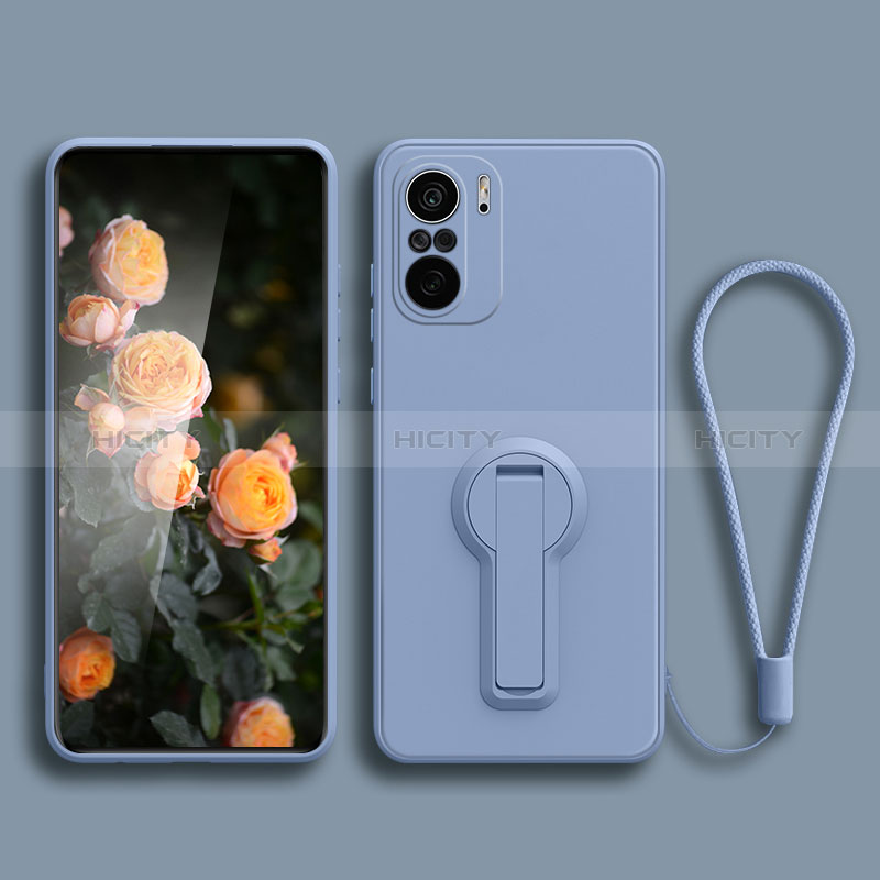 Custodia Silicone Ultra Sottile Morbida Cover con Supporto per Xiaomi Redmi K40 Pro+ Plus 5G Grigio Lavanda