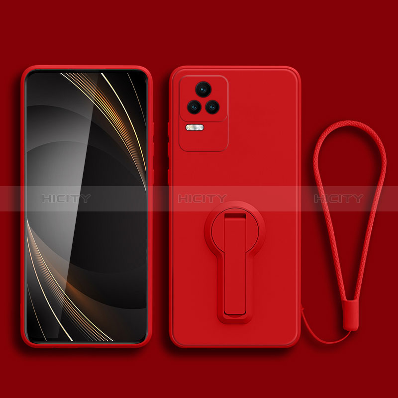 Custodia Silicone Ultra Sottile Morbida Cover con Supporto per Xiaomi Redmi K50 5G Rosso